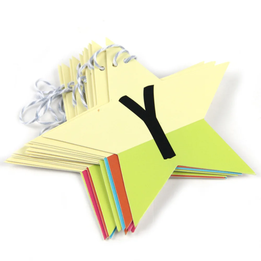 Радуга С Днем Рождения звезда бумага Гирлянда из фигурок для детей Подвесные