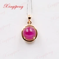 xinyipeng18k rose gold inlaid natural ruby pendant style beautiful women model