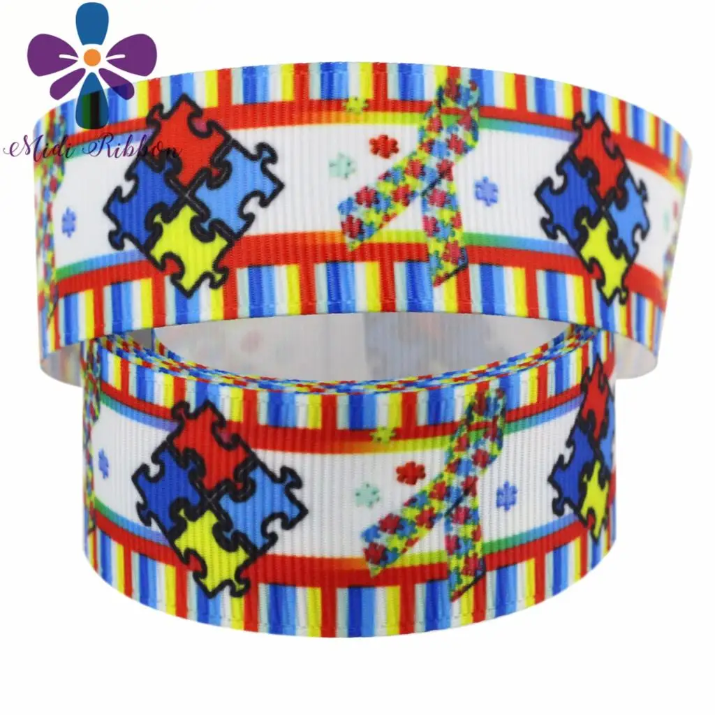 16 мм-75 мм пазл серии Красочные полосы печатные Grosgrain/эластичная лента DIY Декор для