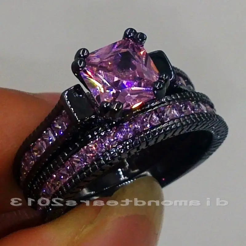 Size5-11 Бесплатная доставка Модные Ретро ювелирные изделия 14kt Черное золото