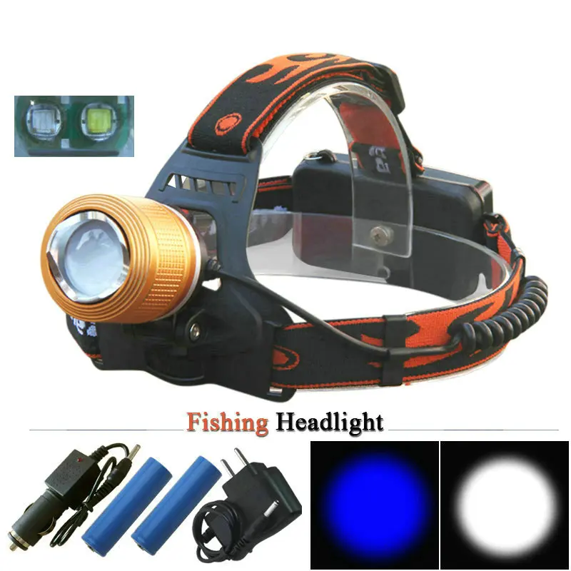 Белый и синий свет Мощный CREE светодиодный налобный фонарь масштабируемый