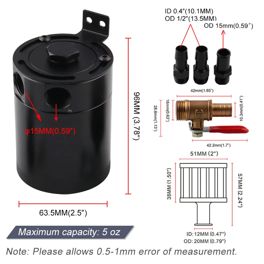Универсальный Алюминий 2-портовый/зарядное устройство с 3 usb-портами для маслоуловитель бак с вентиляционный фильтр двигателя мини масляного сепаратора OCC041/42