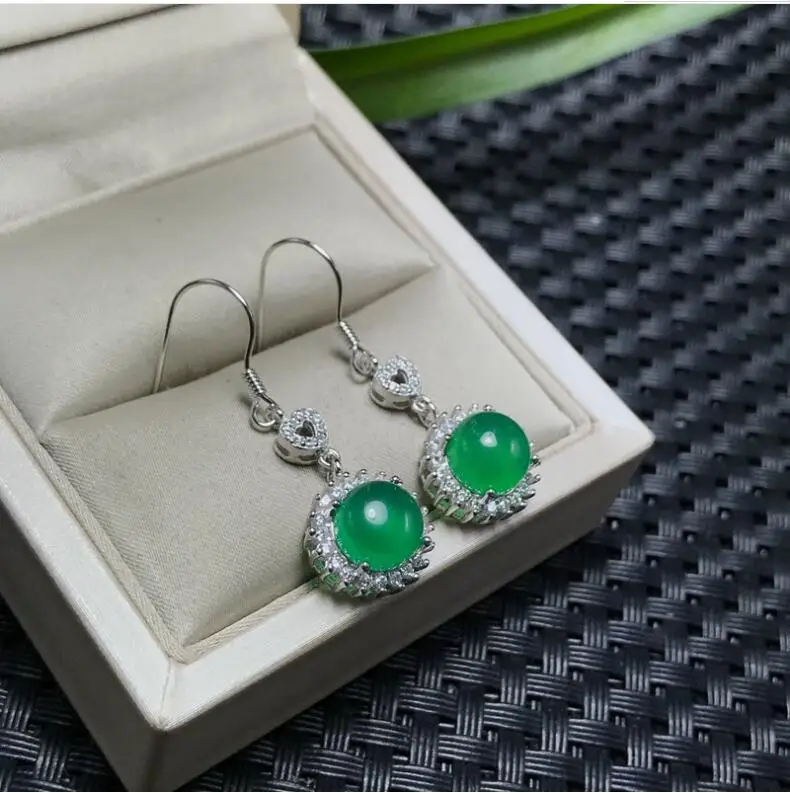 Natural Chalcedony earring Free shipping Jewelry real 925 silver Earring | Украшения и аксессуары