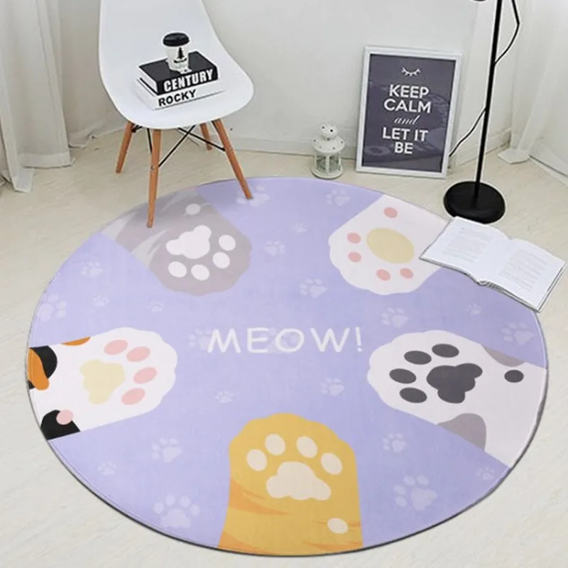 

Круглый ковер с милым принтом для ванной и кухни, нескользящий ковер для детской комнаты, ковер большого размера для гостиной, декоративные ...