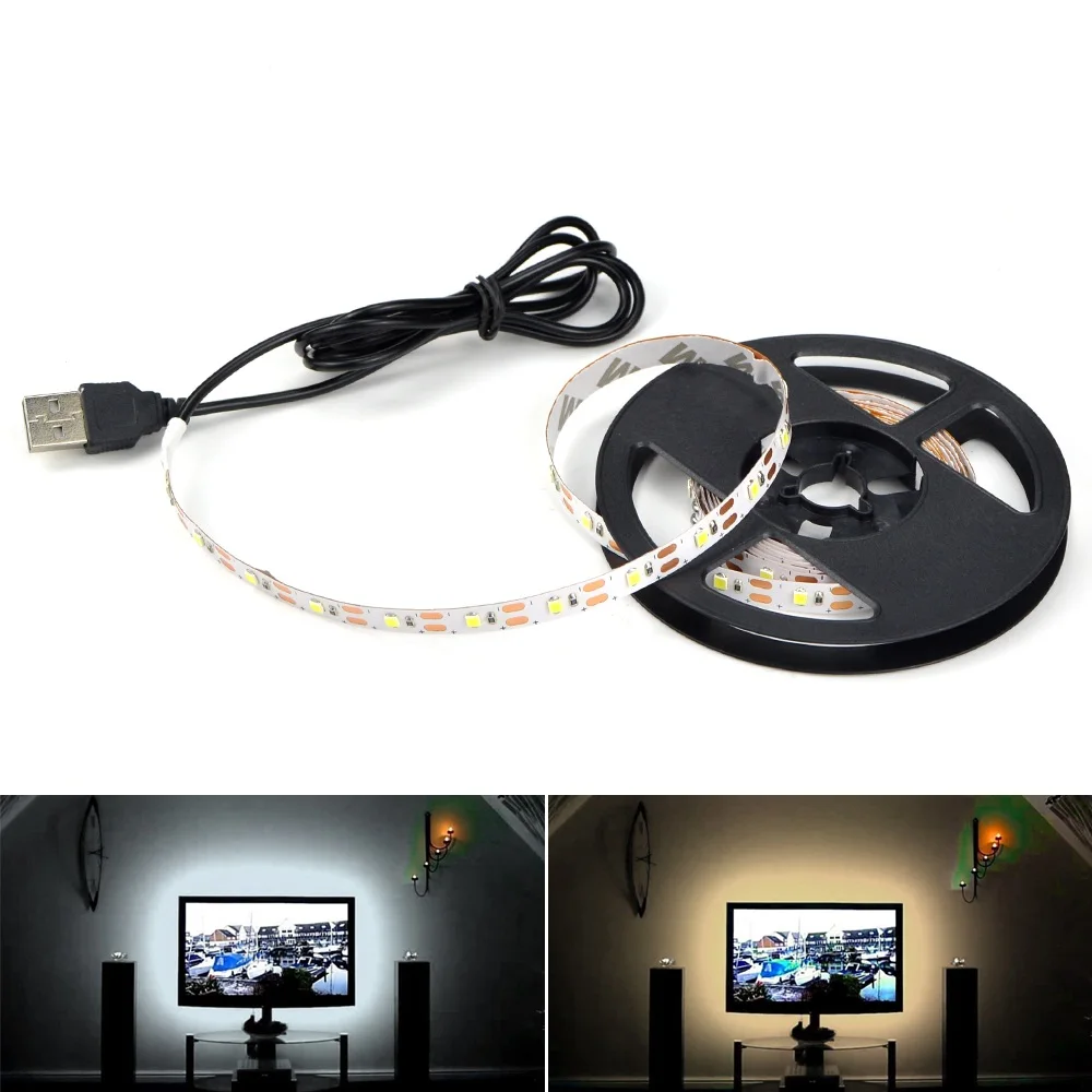 Кухонный светодиодный светильник 1 м-5 м RGB светодиодный светильник с 24 клавишами дистанционного управления DC5V гибкий светодиодный светильник лента ТВ ПОДСВЕТКА стол PC Декор Светильник s