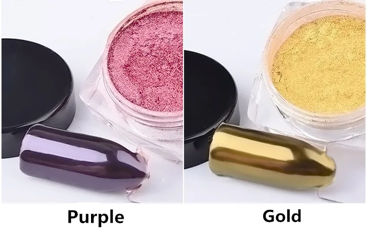 2 г/кор. DIY блеск для ногтей Золотой Фиолетовый Красный Розовый цвет пигмент, Шиммер металлическое Сверкающее зеркало порошок пыль украшения
