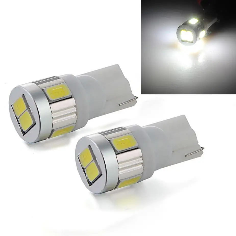 Автомобильные светодиодные лампы T10 6 SMD 5630 T10/W5W/194/168 белый свет светильник тели