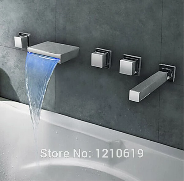 Смеситель для ванной комнаты 5 шт. светодиодный с тремя ручками хромированная