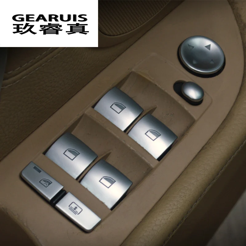 

Car styling Window Lifter Control Frame buttons Switch Decor Armrest Panel Covers Stickers for BMW e90 3 series Auto Accessories