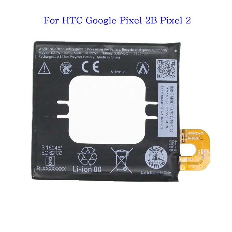 Ciszean 1x2700mAh батарея BG2W для HTC Google Pixel 2B 2 Muski мобильный телефон Заменяемые