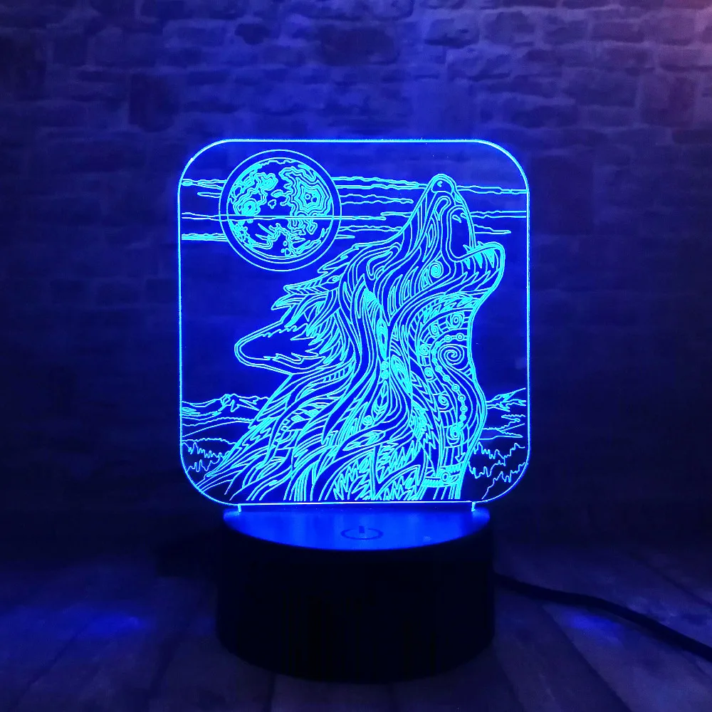 Luminaria Amroe 2020 хит полнолуние ночь волк 7 цветов градиент иллюзия свет стол спальня