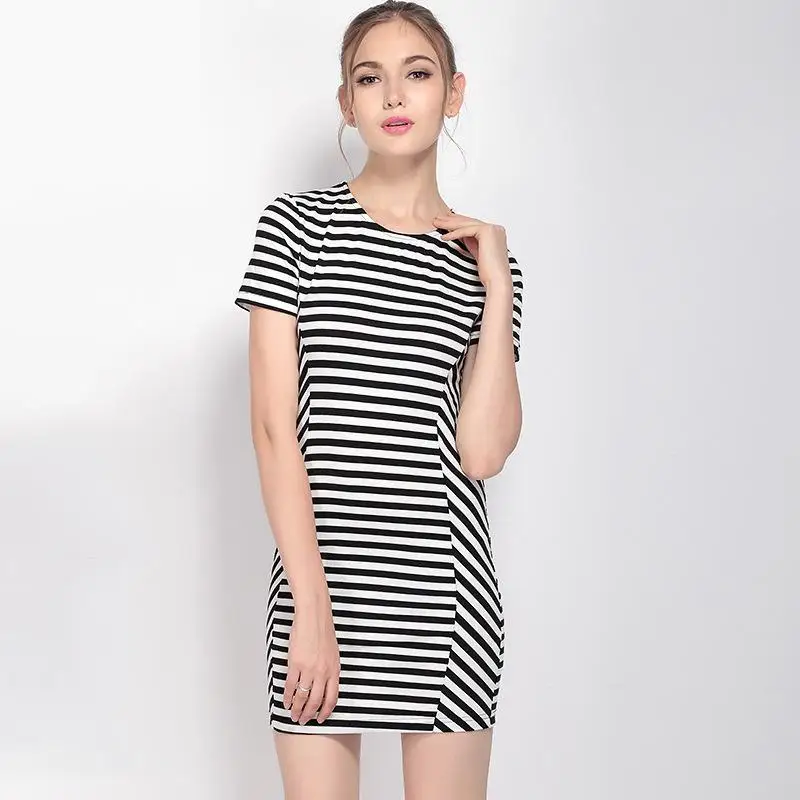 Радость душу населения женщины полосатые платья 2017 лето свободные коротким