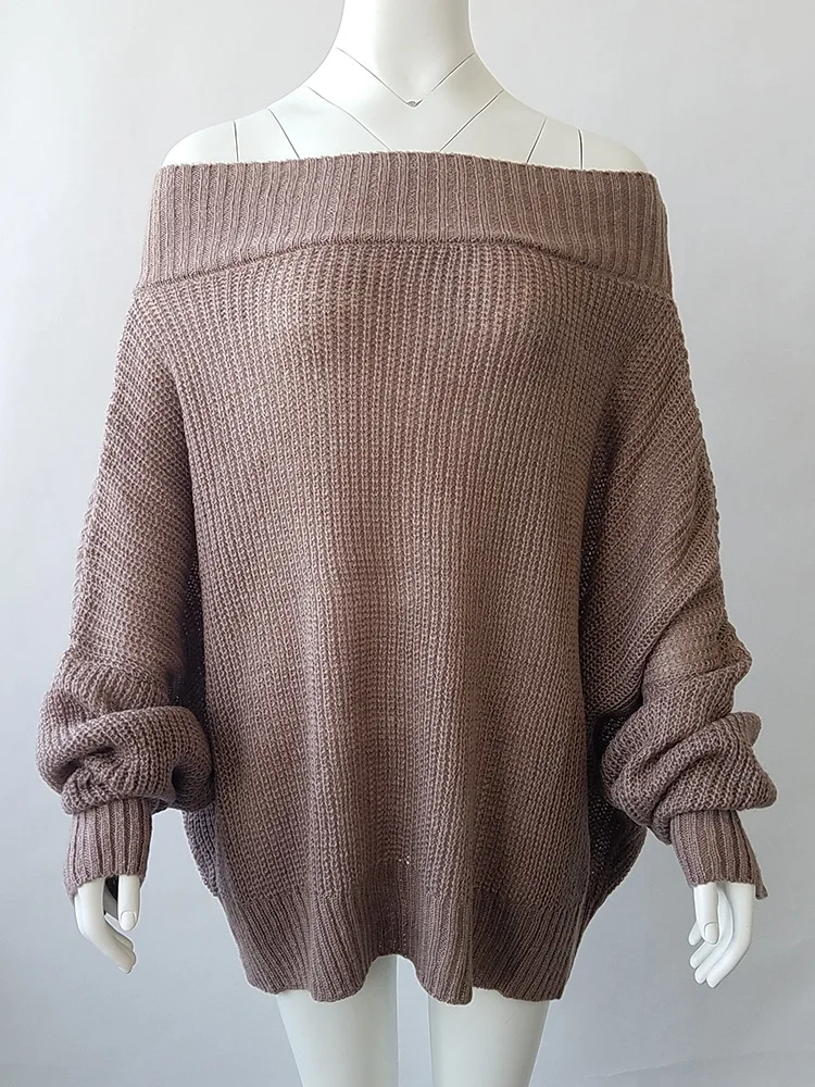 Danjeaner S-5XL сексуальный длинный свитер с открытыми плечами для женщин Осень-зима