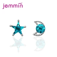 high quality lower price fashion design moon star stud earrings for bridal wedding engagement party gift pure silver