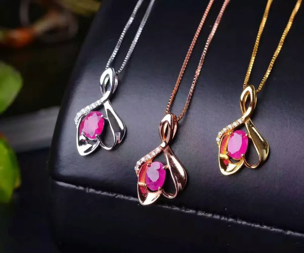 Натуральные подвески с рубинами серебро 925 пробы натуральный красный