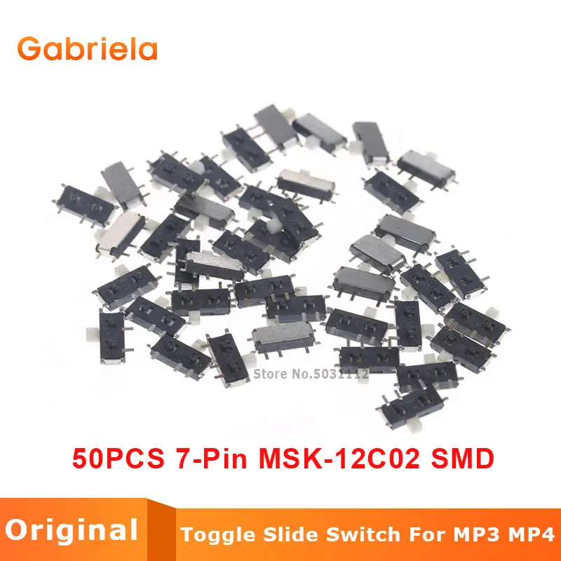50 шт./Лот Мини 7 контактный ВКЛ./ВЫКЛ. 1P2T SPDT MSK 12C02 SMD переключатель слайдов для MP3 MP4 DC