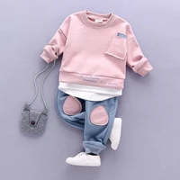 children suit cotton long sleeved spring and autumn new boy baby pocket t shirt pants sets 2pcs boy casual sportswear