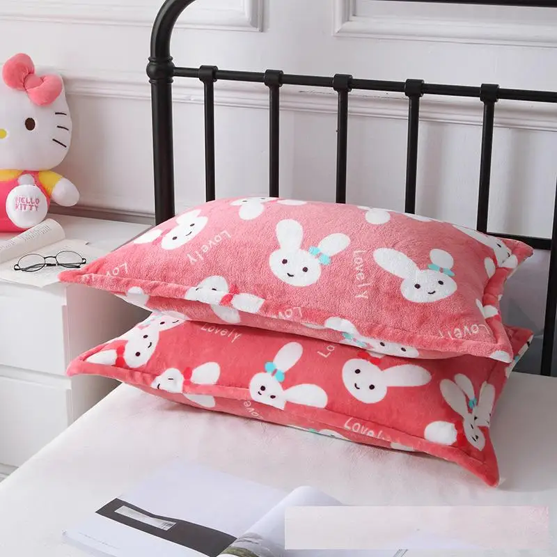 2pcs Pillowcase-2 2 шт. фланелевые наволочки с принтом зимняя мягкая теплая плотная Коралловая флисовая наволочка 48*74 см - Цвет: 2pcs Pillowcase-2