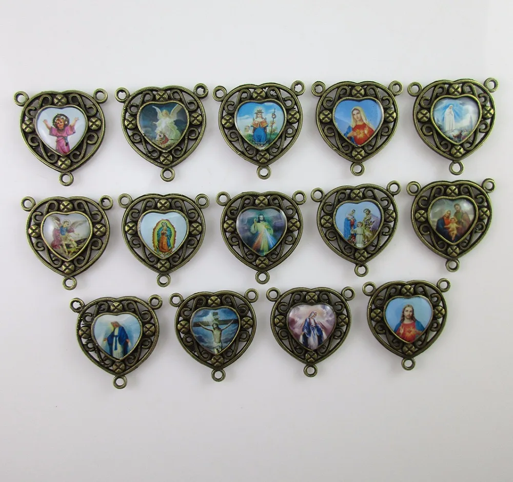 100 шт. в ассортименте бронзовые двусторонние центральные части форме сердца для