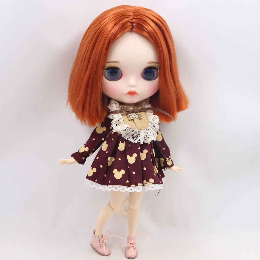 Кукла ICY DBS Blyth No. BL232 красновато коричневые волосы резные губы матовые