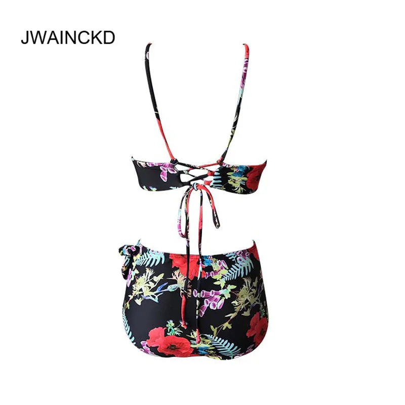JWAINCKD Bikini Push Up 2019 Mujer Print High Waist Bikinis Set Swimwear Women Swimsuit Female Bandage Biquini Suit Beach Wear | Женская