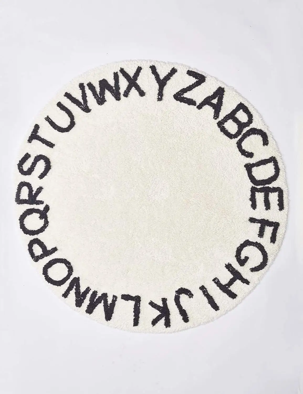 Beige White 120CM INS Kids Crawling Carpet Baby Infant Play Mats Letter Pattern Floor Rug Fleece Round Blanket Children Room Decor Game Pad - Цвет: Beige White