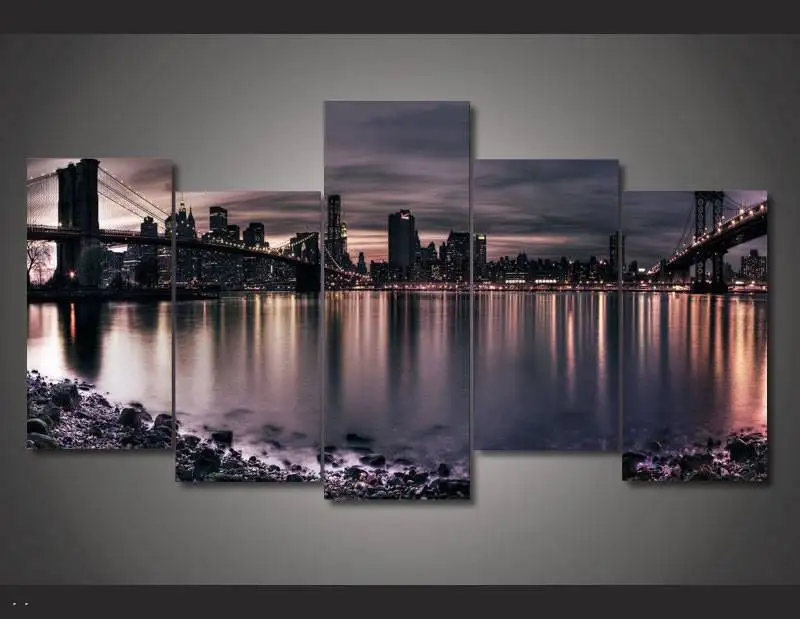 Картина на холсте Мост Нью Йорка в ночное время 91015|paintings on canvas|hd printsnew york |
