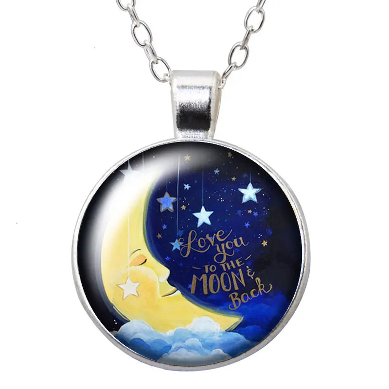 &quotI Love you to the Moon and Back&quot фото серебряного цвета/бронзовое ожерелье с подвеской