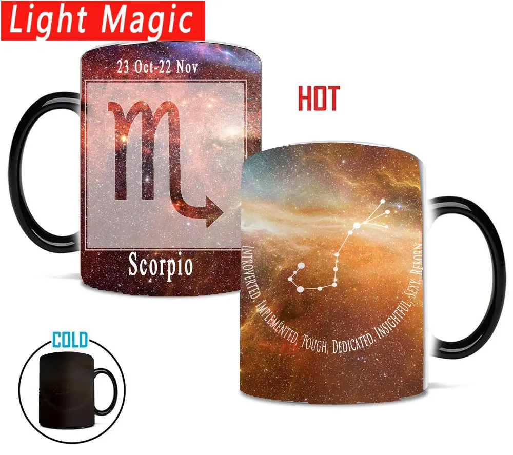 

Кружки Magic sky Scorpio с 12 созвездиями кружки волшебный цвет Меняющие цвет домашние чашки для кофе и чая керамическая креативная Подарочная круж...