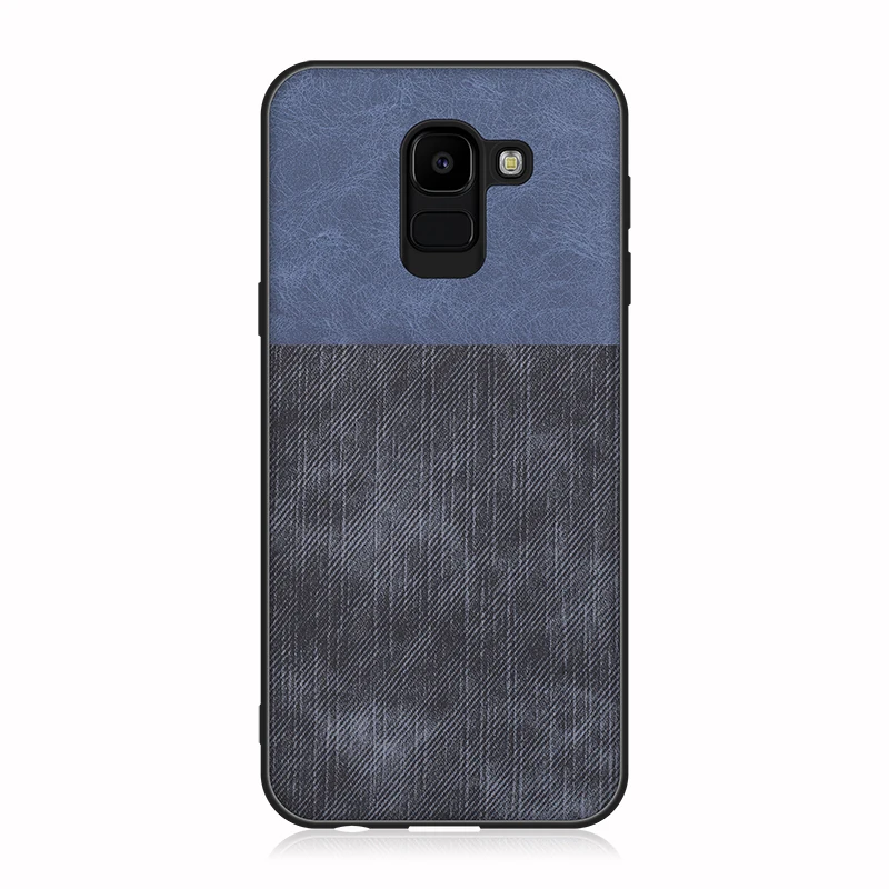 Shockproof Business Back Full Cover For Samsung J8 J6 J4 Plus 2018 J7 J5 J3 Denim Fabric Splice Soft Silicone Edge Case estojo |