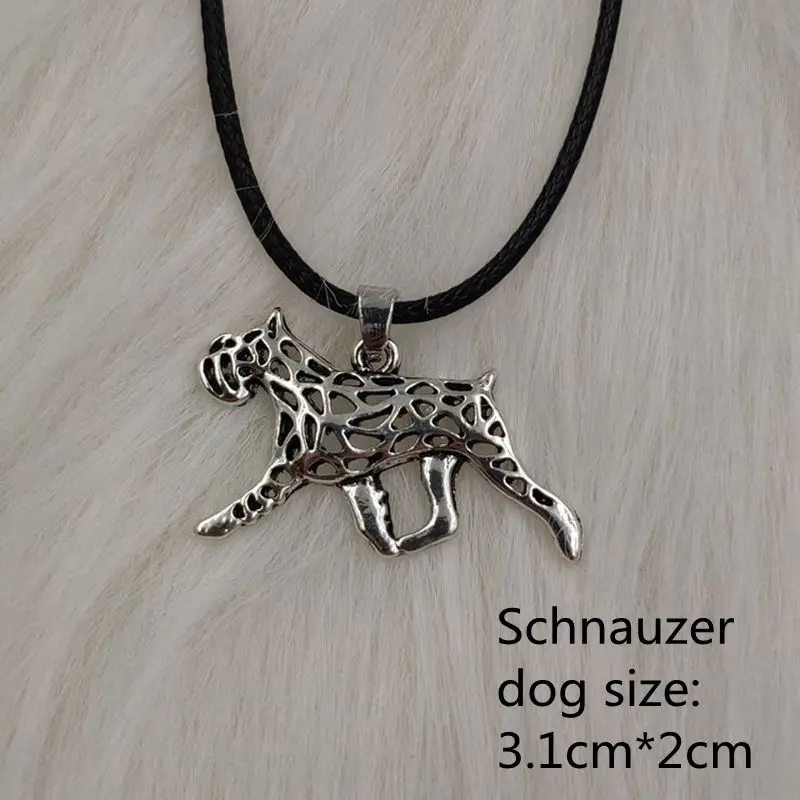 Schnauzer Веревочное ожерелье с подвеской в виде собаки и животного, античное серебро, Хаски, померанский пудель, ювелирное изделие для женщин, мужчин, женщин, в стиле панк, милое - Окраска металла: Schnauzer