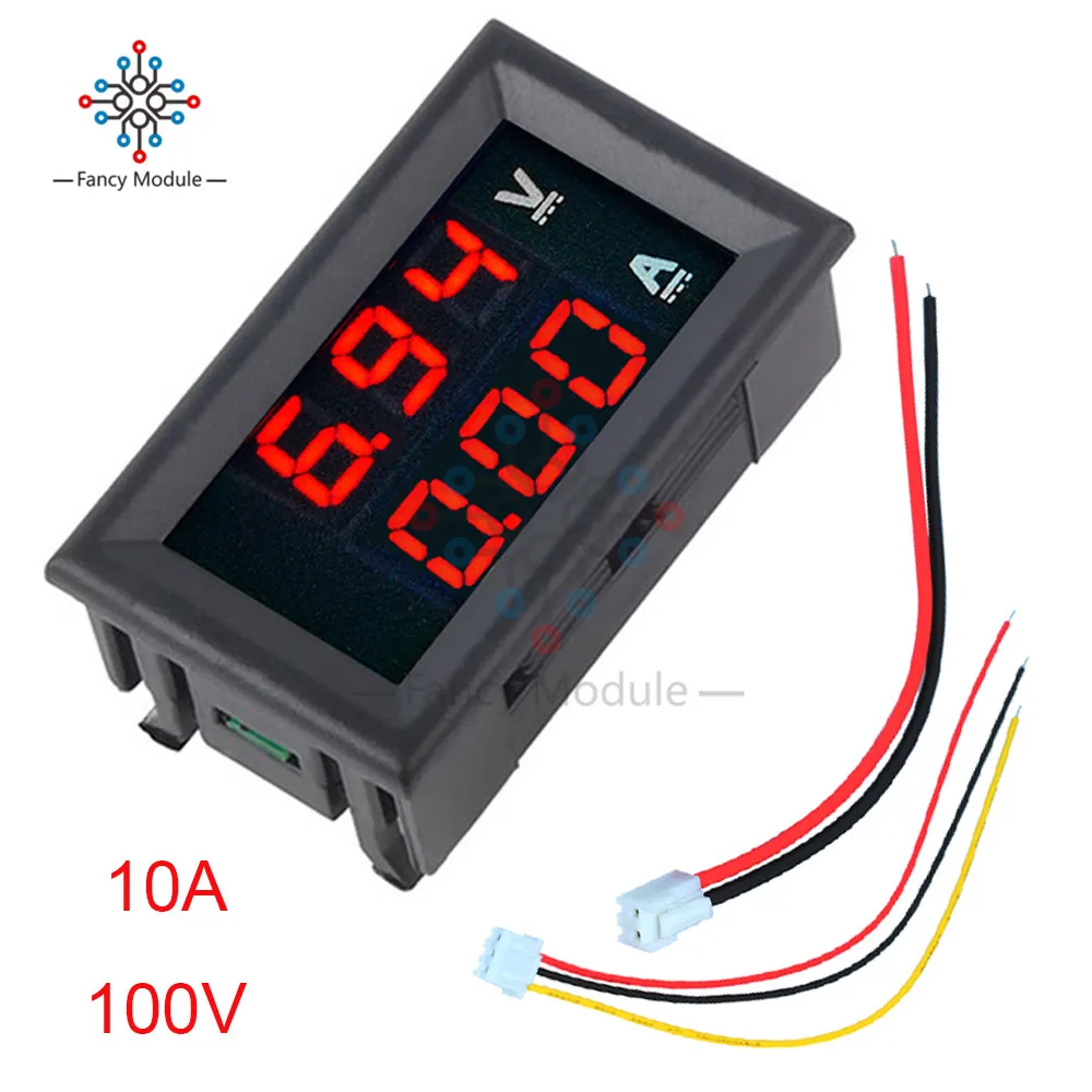 Red Red 10A Мини цифровой вольтметр амперметр 0,5" R/B светодиодный дисплей DC 100 в 10A/50A/100A Панель Амперметр напряжения тока тестер с шунтом - Цвет: Red Red 10A