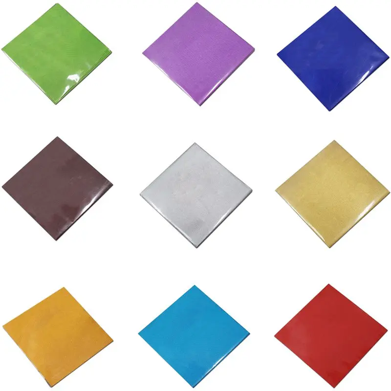 

1000Pcs/Lot 8*8cm Colorful Foil Wrapper Paper For Chocolates Sweetmeats 3.14"x3.14" Sweet Packaging Paper Colorful Tin Foil