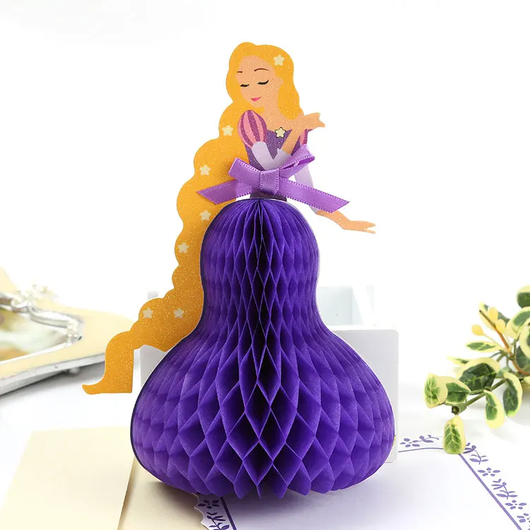 4 шт 3D сотовый складной Мультфильм Принцесса приглашения карты с конвертом