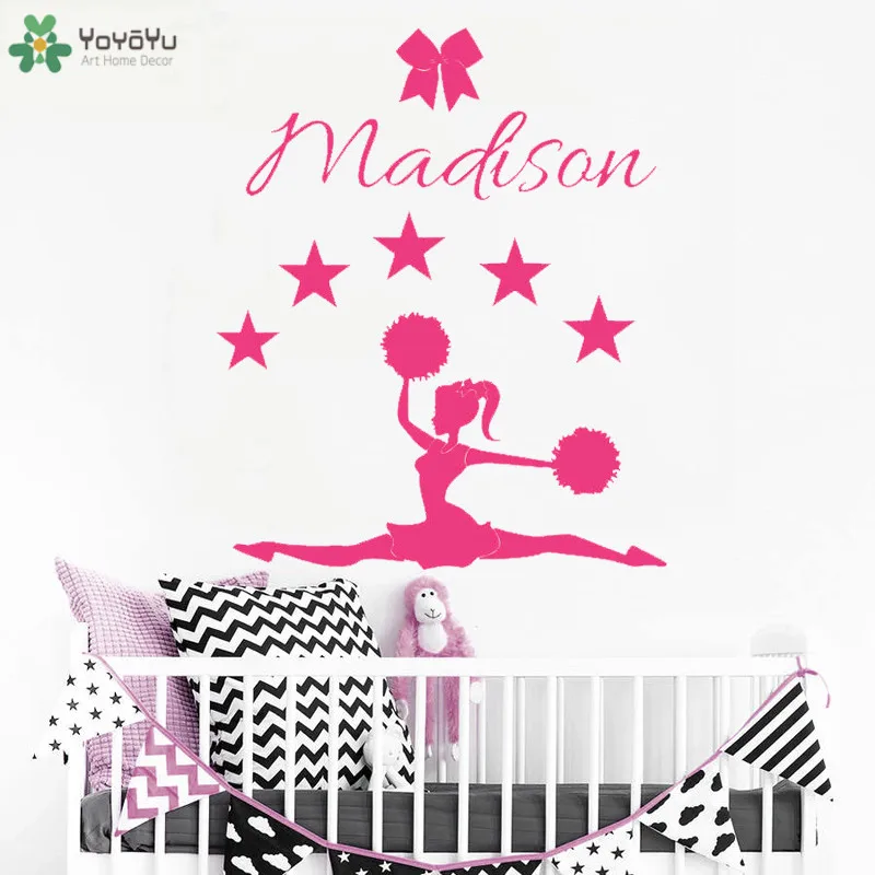 YOYOYU Wall Decal Girls Personalized Name Stars Stickers Removable Cheerleader Creative Custom Decor Gift Modern DIY CT693 | Дом и сад