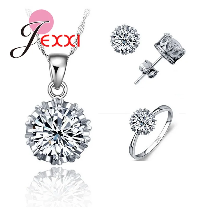 Комплект из колье и серёг серебра 925 пробы с фианитом|jewelry settings catalog|jewelry snap setsjewelry