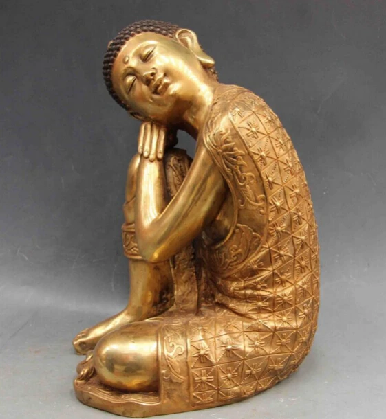 1469 Китайская народная Бронза Медь медитации Шакьямуни Амитабха Будды статуя |