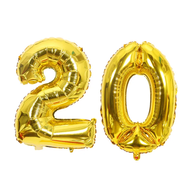 gold20 40 дюймов 32 дюйма Золотое серебряное число Фольга воздушные шары 10 20 30 40 50 60 70, 80, 90 лет ребенок День Святого Валентина День Валентина Юбилей вечерние Декор - Цвет: gold20
