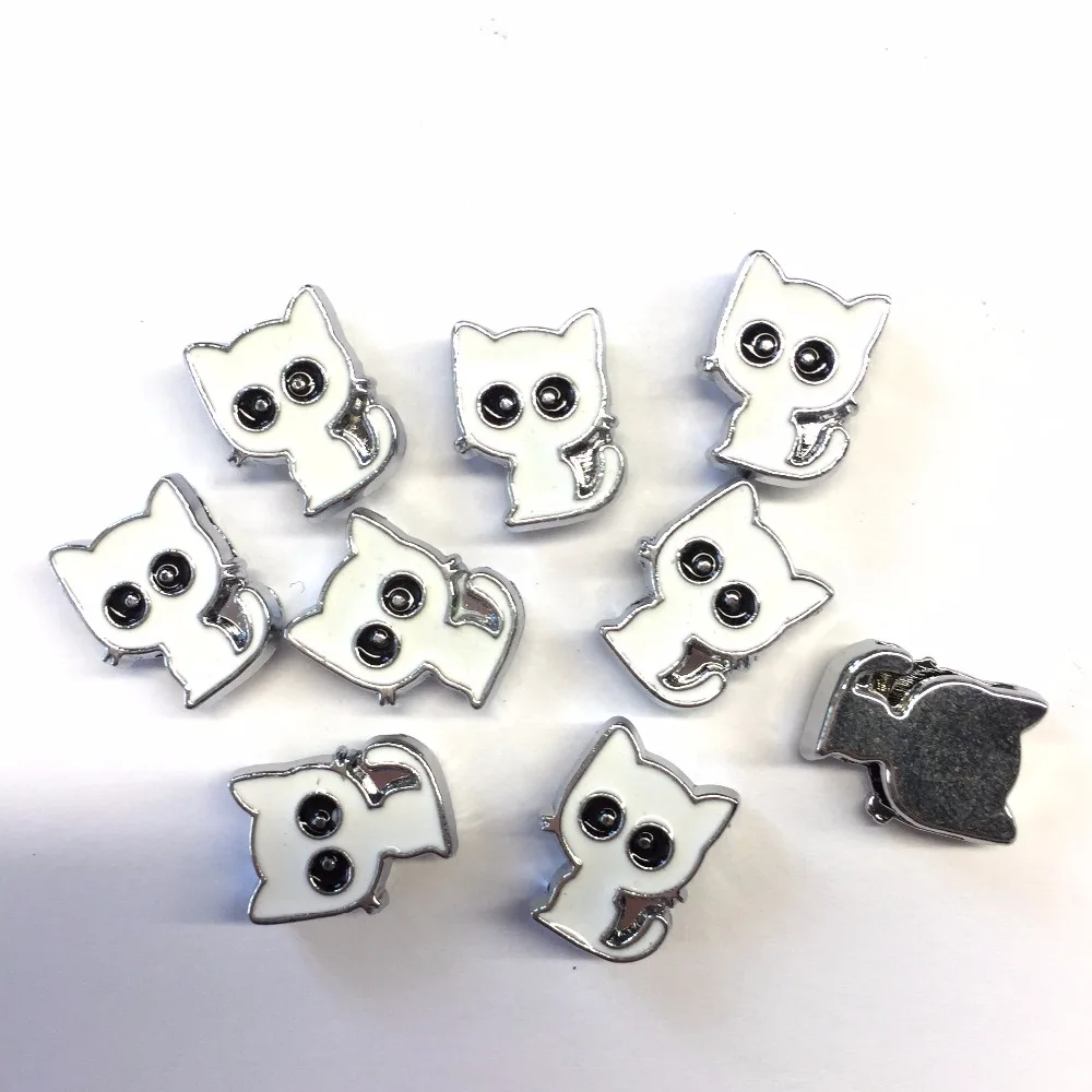 Free Shipping 20PCS 8MM Mixed Color Enamel Cartoon Cat Slide Charms Letters Fit 8mm Wristbands Belts | Украшения и аксессуары