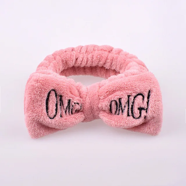 dark pink Новинка, мягкий бантик из кораллового флиса с надписью OMG для женщин и девочек, милый держатель для волос, повязки для волос, головные уборы, аксессуары для волос - Цвет: dark pink