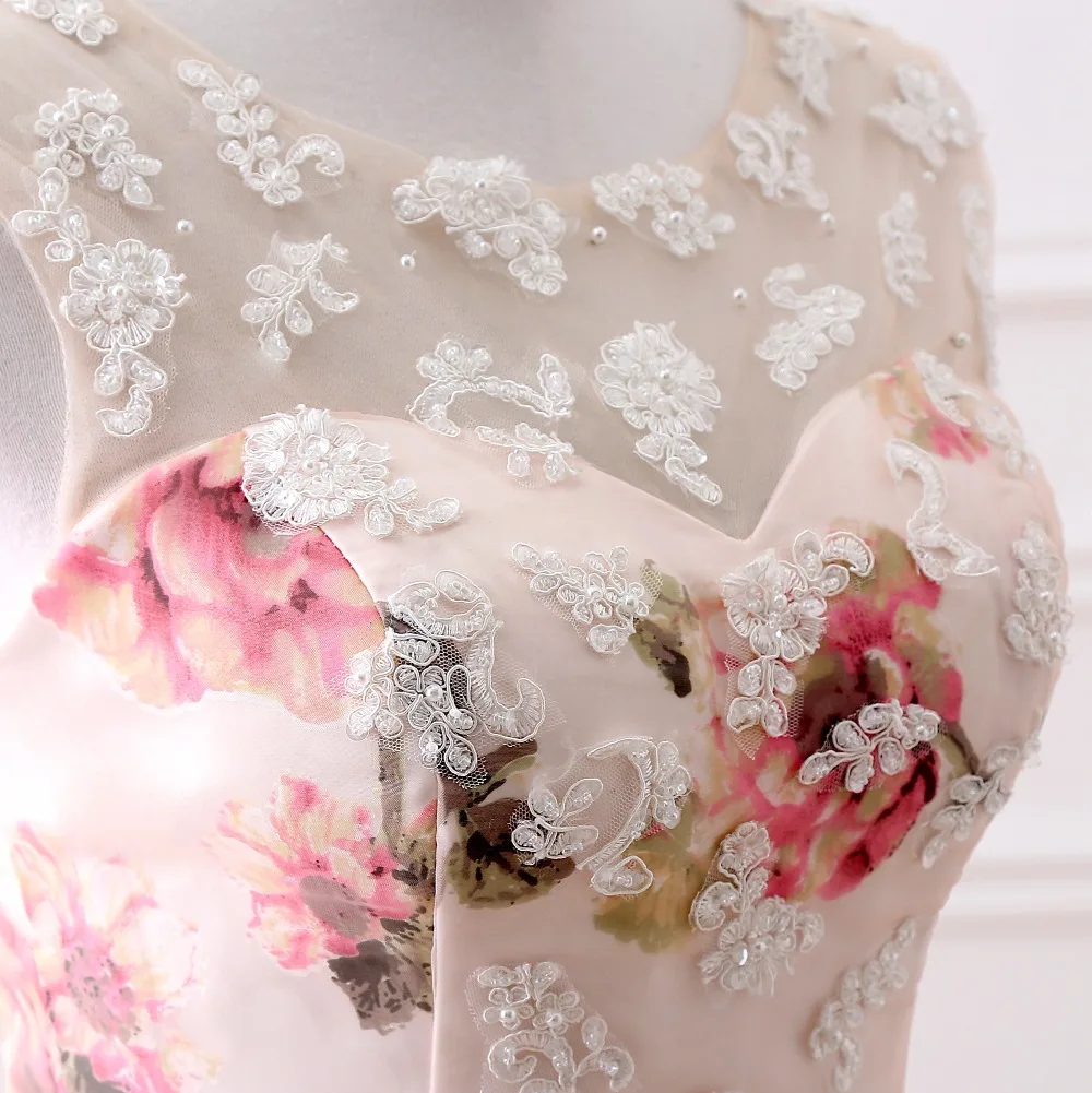 Vestido de noche, розовое кружевное платье с аппликацией и бусинами, бальное платье принцессы, Длинные вечерние платья с принтом для женщин
