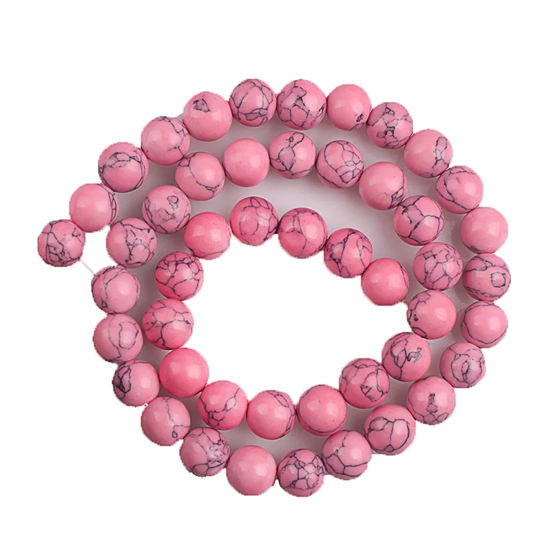 Каменные бусины розовые бирюзовые камни круглые 4 6 8 10 12 мм ручной работы сделай