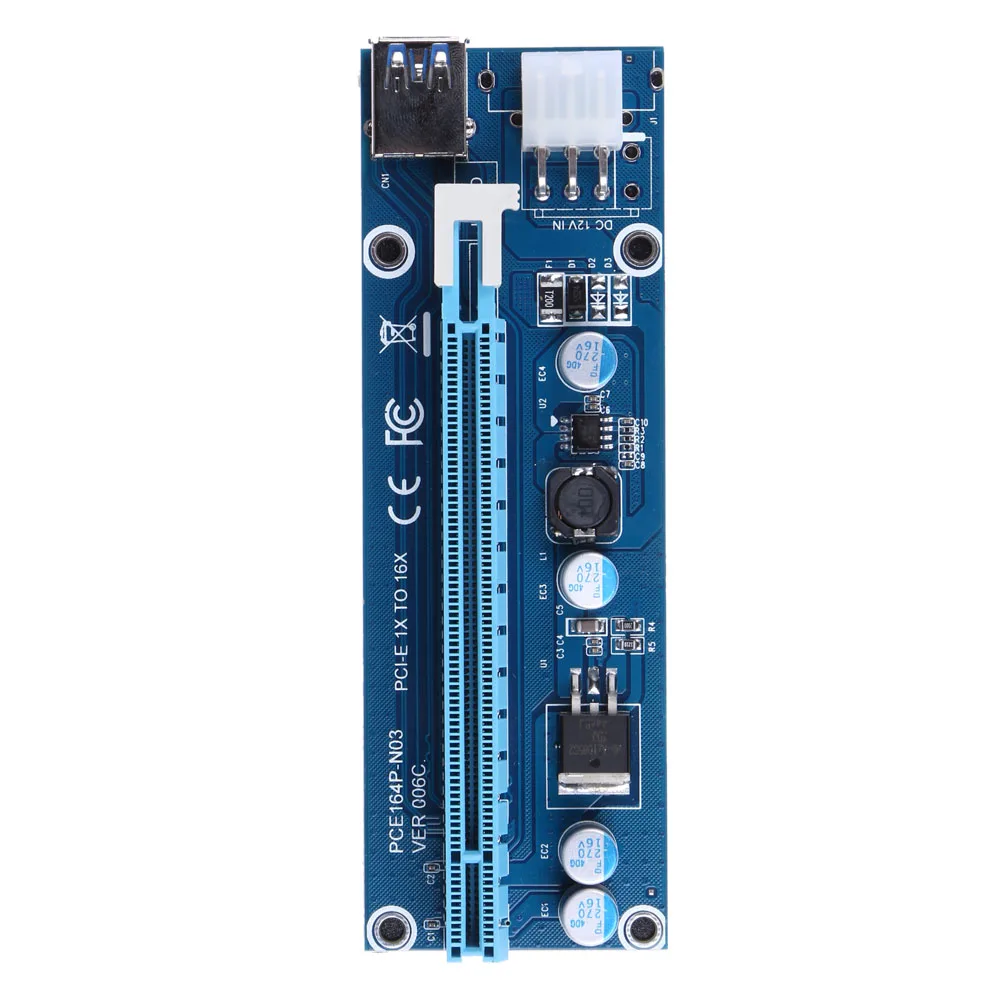 USB 3.0 PCI-E Экспресс 1x to16x Райзер-карта адаптер SATA 6-контактный кабель питания для