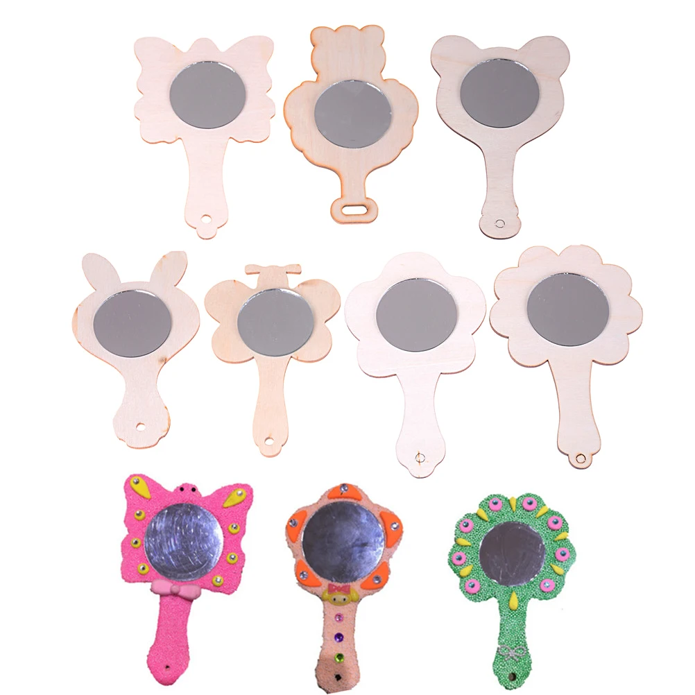 1 шт. деревянная форма зеркало сделай сам раскраска белая живопись дети ручная