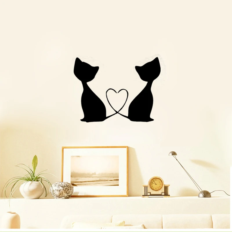 Виниловые наклейки на стену с котами и хвостом домашняя декоративная наклейка s