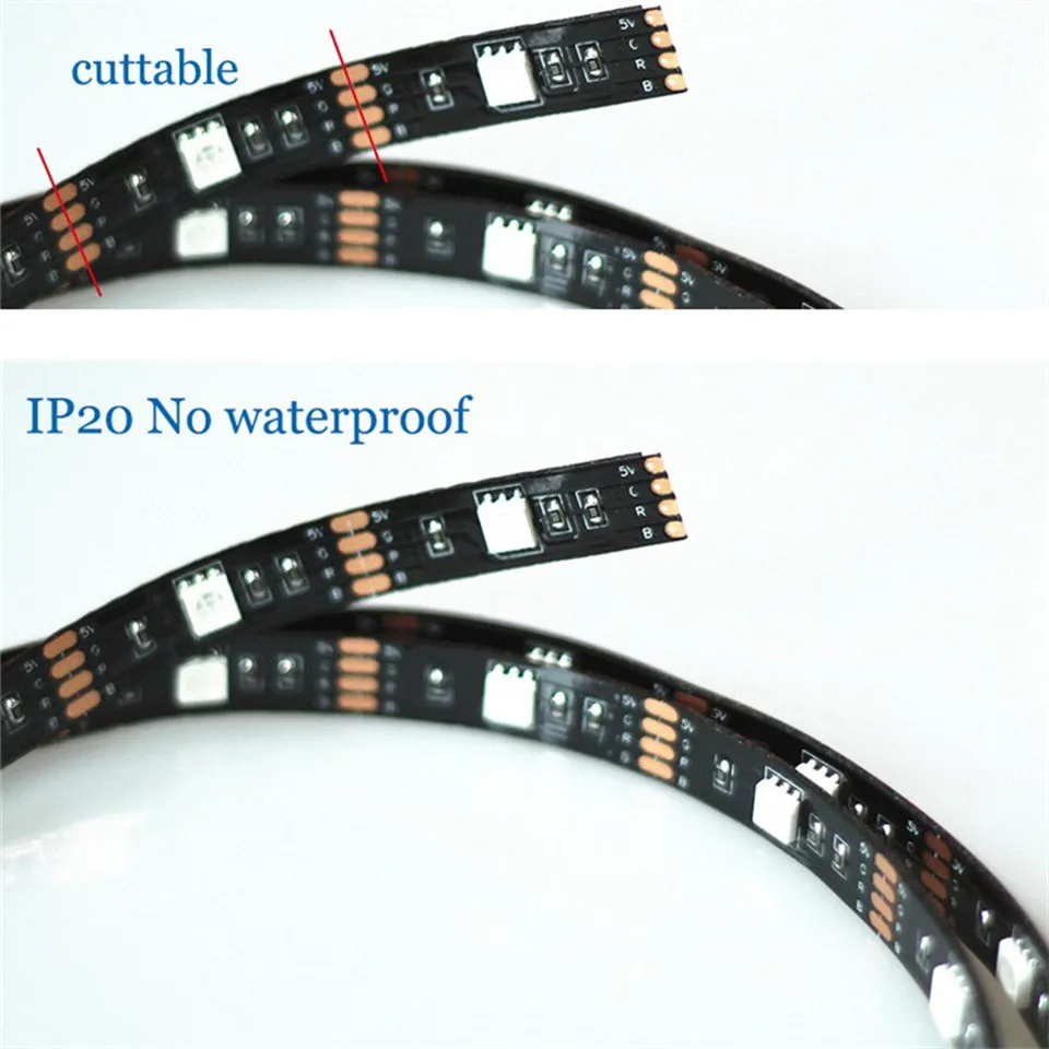 Vunji USB Светодиодные ленты 5050 RGB ТВ Задний план Освещение комплект cuttable с 20key RF контроллер 1 м/2 м комплект, водонепроницаемый или Водонепроницаемый