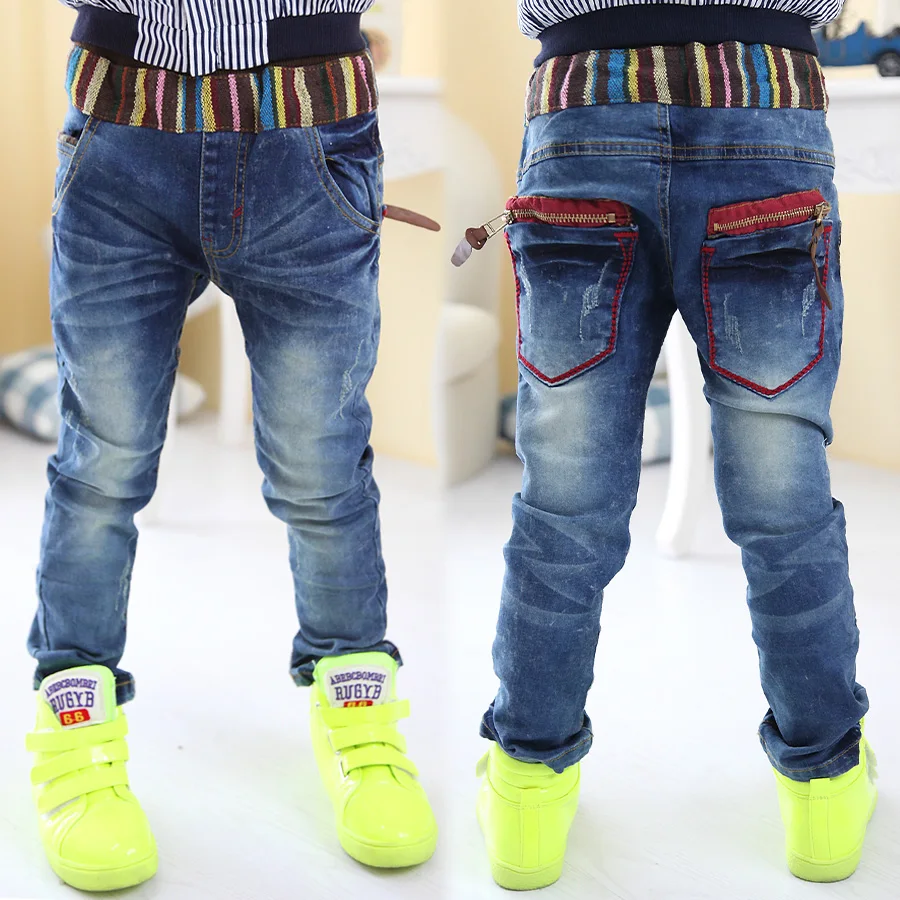 2015 autumn and winter male children's child clothing baby trousers plus velvet thickening jeans kz 2219|trousers clothing|trousers