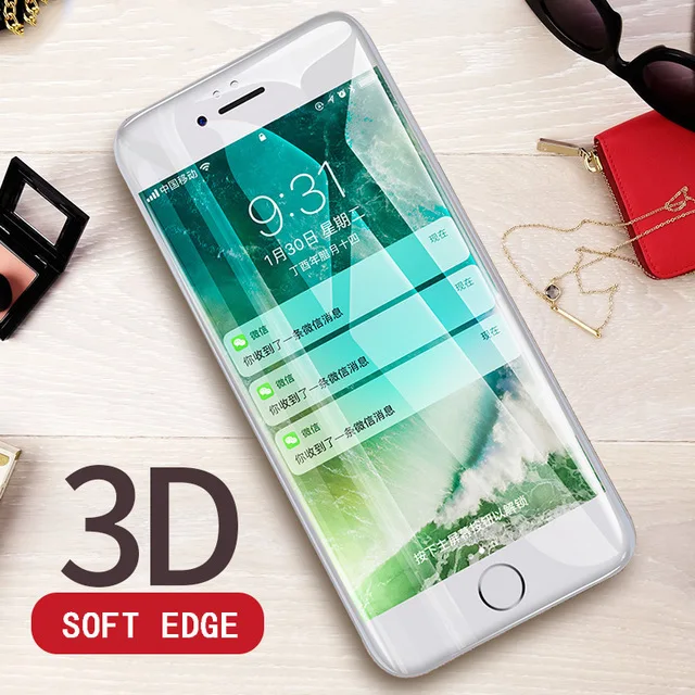 3D Полный экран протектор для iPhone 7 8 6 Plus Мягкая изогнутая крышка край закаленное