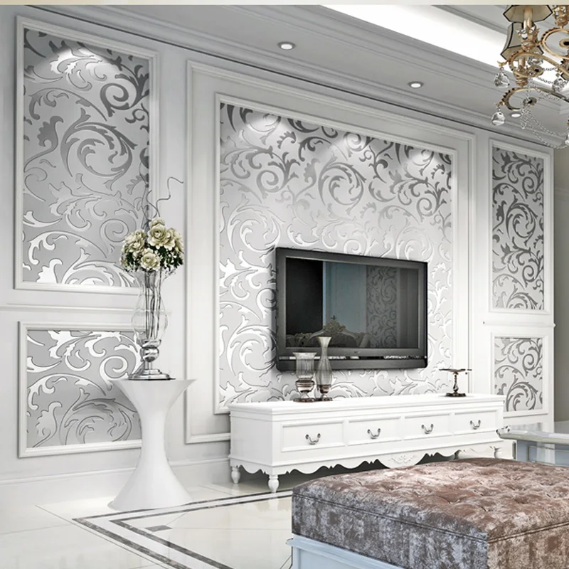 Роскошные модные современные золотые и серебряные 3D обои из золотой фольги для