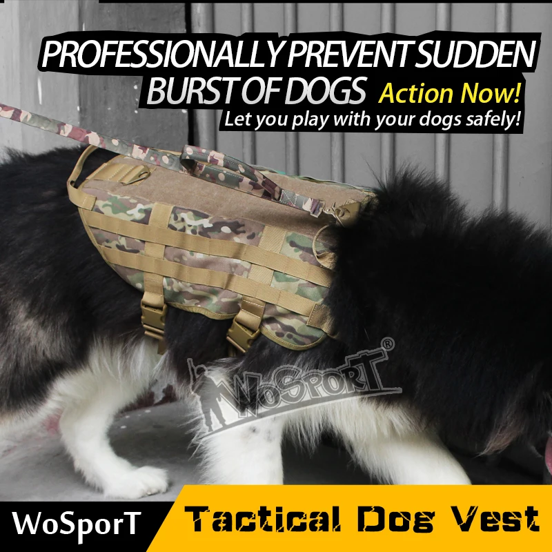 WoSporT Новая военная тактическая тренировочная жилетка для собак Molle компактная